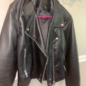 Black Faux Leather Biker Jacket